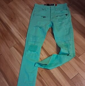Macobi M1960 Jeans Mint Green Distressed Men Jeans